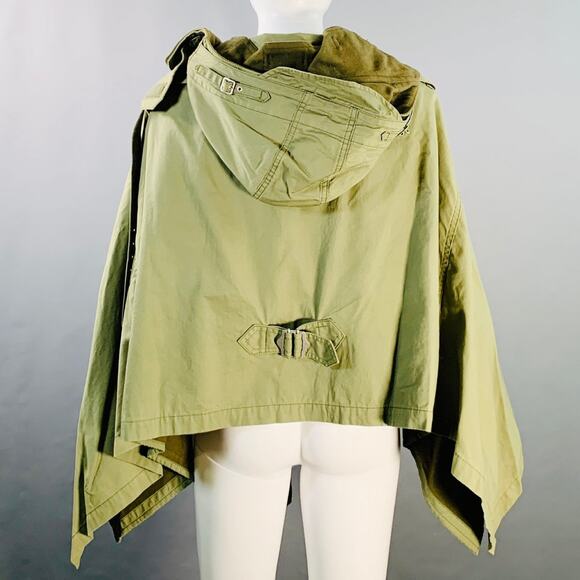 JUNYA WATANABE Size M Olive Green Cotton Herringbone Poncho Coat - Picture 5 of 10